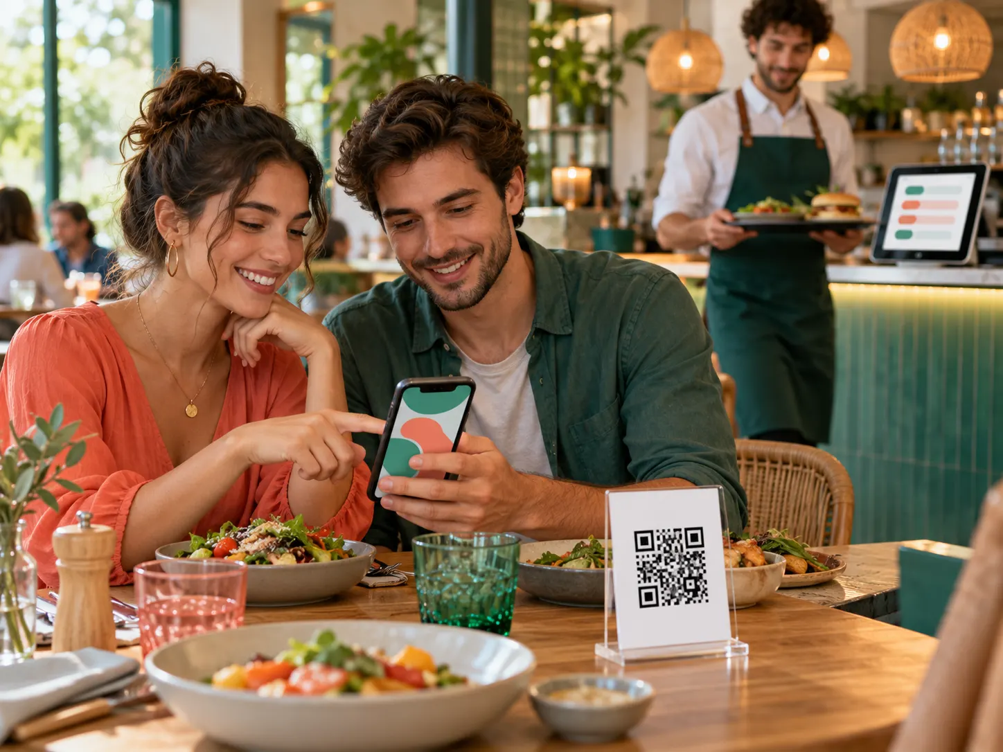 Zamówienie do stolika. Kod QR na stoliku, menu w telefonie.